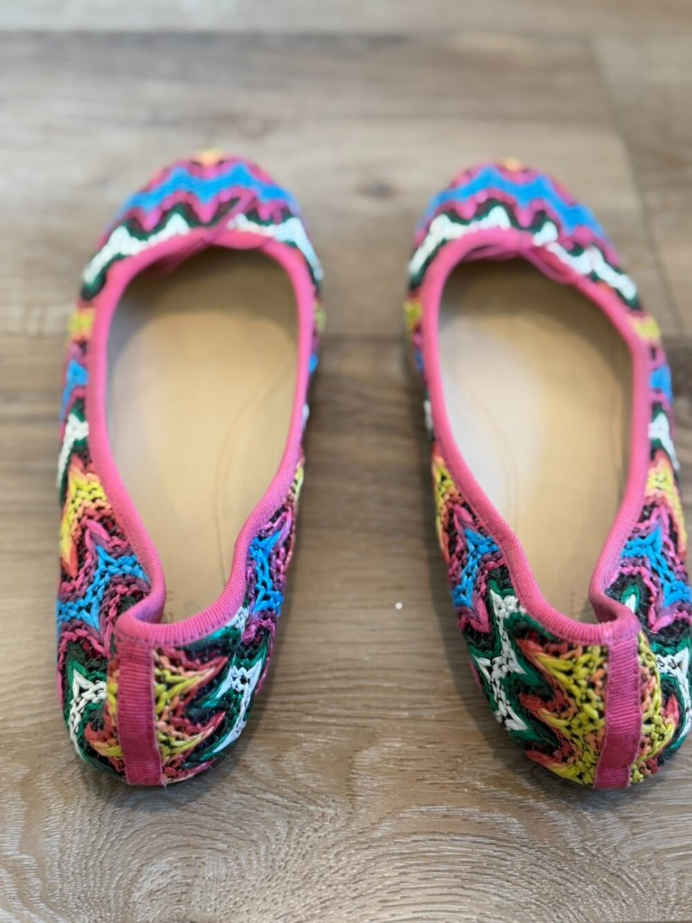 J Crew Evie Ballet Flats in Zig Zag Raffia, Sz 9.5 - Picture 2 of 10